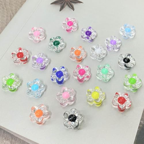 150Pcs Acrylic Flower Beads Candy Color Transparent Plastic Pastel Spacer Beads with Hole for DIY Crafts Wind Chimes Suncatcher Necklaces Bracelets Earrings Jewelry Making(Grass Green) - color: Grass Green