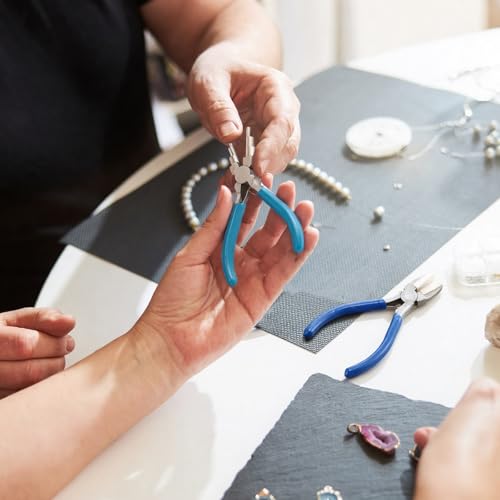 Mudder 2 Pieces Jewelry Making Tool Bail Making Pliers 6 in 1 Jewelry Wire Bending Pliers for Beading Looping Shaping Wire DIY Crafts (Clear Blue) - color: Clear Blue