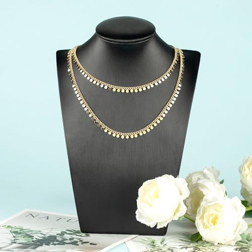 YOUBEIYEE 9.8 Feet 18K Gold Plated Brass Jewelry Chains Bulk Twisted Curb Link Chain Roll Shiny Sequin Waist Chain DIY for Women Jewelry Supplies Findings - color: Sequin