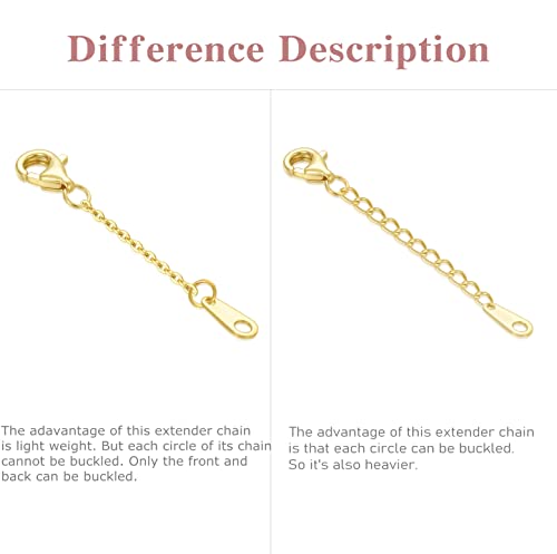 14k Gold Necklace & Bracelet Extender Chain, Adjustable Extension Chain for Necklace & Anklet - color: Style 2-Yellow Gold, size: 2inch