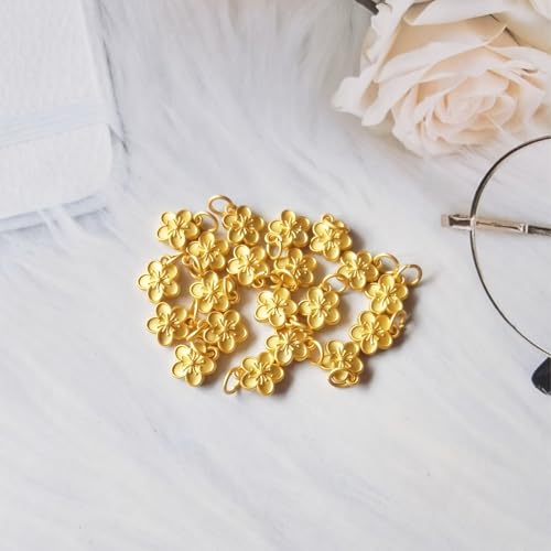 Xeahung 20 Pcs Double Sided Flower Charms Bulk for Jewelry Making Gold Flower Pendant for Bracelet Necklace Earrings Keychain DIY Crafts Crafting Christmas Birthday Gifts - color: Gold