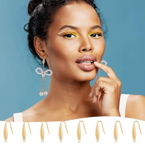 UNICRAFTALE 50pcs Real 18K Gold Plated Earring Hooks Stainless Steel Earring Hooks with Loop Metal Ear Wires Wide French Earrings Hooks for DIY Drop Jewelry Making Supplies 20.5x4.5mm - size: 20.5mm Long