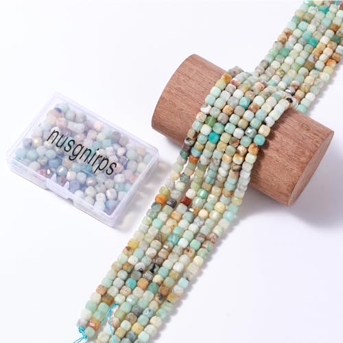 Natural Faceted Amazonite Cube Stone Beads 5-5.5mm 60pcs/str Loose Square Semi Gemstone Stone Beads for Making Bracelets Necklace Earrings - color: Amazonite