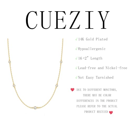 Mothers Day Gifts - Dainty Silver Gold Necklaces for Women Cute Station Choker Simulated Diamond Necklace Simple Layering CZ Necklace Trendy Jewelry Gifts - color: Silver, style: 5pcs Round CZ-Cable Chain