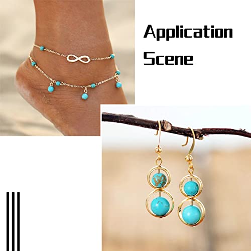 Craftdady 3 Strand Natural Howlite Beads 4-9mm Turquoise Polished Round Gemstone Loose Beads Energy Healing Stone Beads for DIY Bracelets Necklaces Earrings Jewelry Crafts, Total About 202pcs - color: Turquoise Howlite