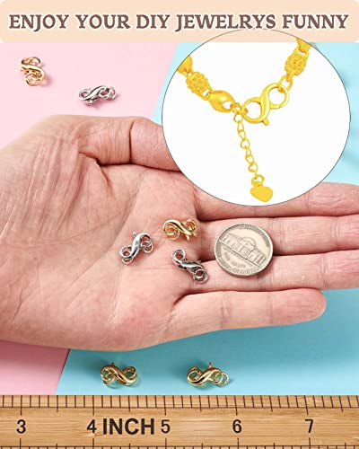 Dailyacc S925 Double Opening Lobster Clasp Sterling Silver and Gold Necklace Bracelet Extender Clasps and Closures for DIY Jewelry - color: Gold & Silver, size: 11mm × 6.5mm