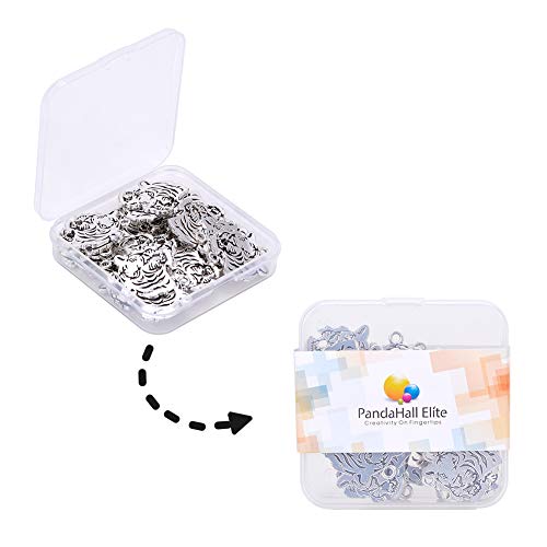 PH PandaHall 30pcs Tiger Head Pendants Animal Tiger Charms Pendant Antique Silver Alloy Tigers Charm Beads Dangle Charms for Necklace Bracelet Jewelry Makings Keychain DIY Craft Christmas - color: Antique Silver Tiger - 30pcs