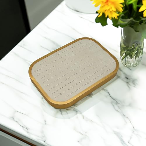 TheDisplayGuys - Aluminum Jewelry Organizer Display Tray - Faux Suede Insert - 76 Ring Holder Slots - Gold/Beige - color: Beige Suede, size: Ring Slots - 76, style: Aluminum - Gold