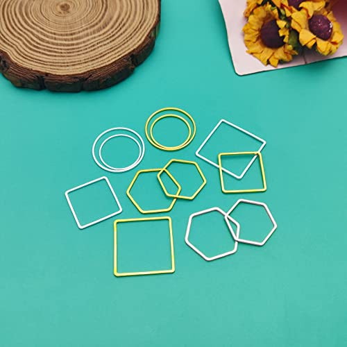 Oubaka 120pcs Beading Hoop Earrings,3 Shapes Earrings Findings Hoops Open Bezel Pendant Frame Hypoallergenic Square Hexagon Round Earring Findings for DIY Craft,Earring Necklace(Gold&Silver) - color: 120PCS;Square,Hexagon,Round;Gold,Silver