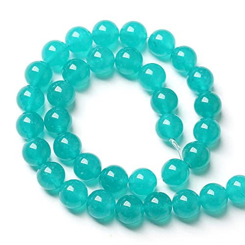 12MM 30PCS Natural Blue Amazonite Chalcedony Stone Crystal Loose Beads for Jewelry Making DIY Bracelet Necklace - color: Amazonite Chalcedony, size: 12mm