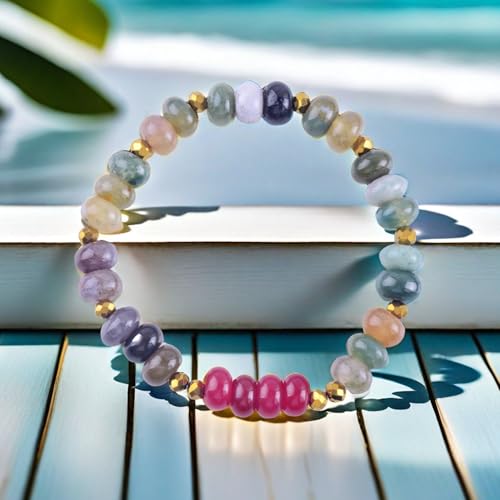 Rondelle Beads for Jewelry Making 5x8mm Natural Stone Beads 1 Strand 15.5inch Lentil Spacer Beads Rondelle Gemstone Bead Semi-Precious Stone Bead for Bracelet Necklace Crafts Rose Quartz - color: Rose Quartz Beads