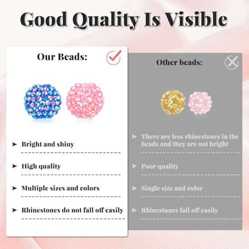 202 PCS HUISUYTON Rhinestone Beads for Jewelry Making, Included 70 Pcs Rhinestone Bead and 132 Pcs Spacer Bead, Sparkly Crystal Clay Beads for Bracelet Baseball Necklace Earring Crafting - color: 202 PCS Rhinestone Beads Mixed Set