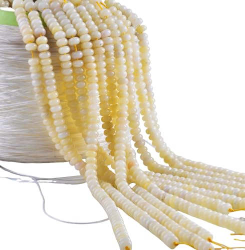 Rondelle Beads for Jewelry Making 5x8mm Natural Stone Beads 1 Strand 15.5inch Lentil Spacer Beads Rondelle Gemstone Bead Semi-Precious Stone Bead for Bracelet Necklace Crafts Yellow Jade Bead - color: Yellow Jade Beads