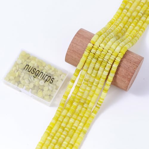Natural Lemon Jade Disk Stone Spacer Beads 6x2mm 38cm/str Flat Rondelle Loose Semi Gemstone Caps for Making Bracelets Necklace - color: Lemon Jade