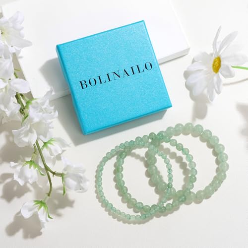 3Pcs Natural Healing Crystal Bracelets for Women Men, 4mm 6mm 8mm Beaded Stretch Bracelet Set, Black Tourmaline Natural Stone Gemstone Jewelry Gifts for Meditation, Reiki & Yoga - color: Green Aventurine
