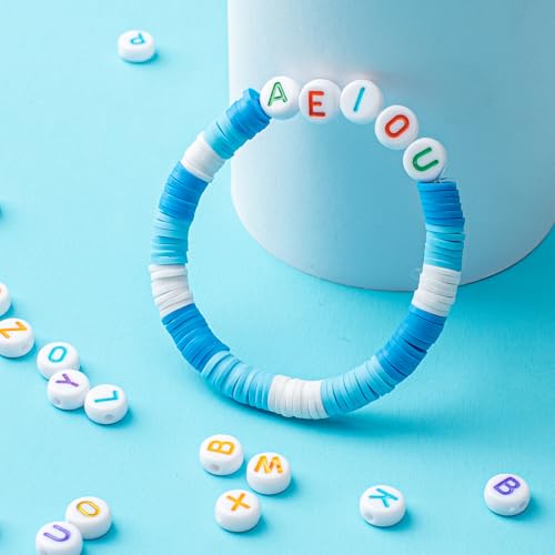 1200pcs 4×7mm Alphabet Beads Transparent Red Roude Acrylic White Letter Beads, for Bracelets and Jewelry Making - color: style 15, size: 4×7mm(Round)
