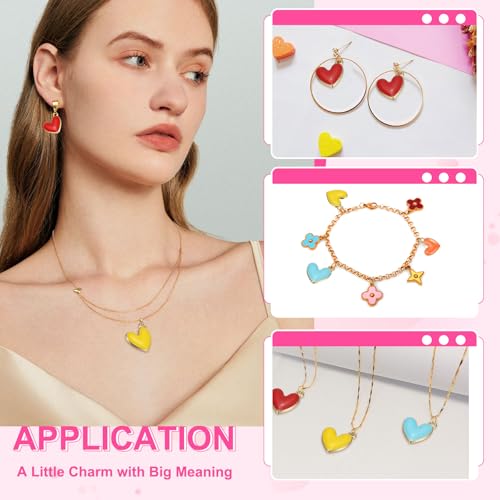 MECCANIXITY Enamel Alloy Heart Charm, Valentine Heart Pendants Love Jewelry Making Charm for DIY Necklace Bracelet Earrings Keychain - color: Dark Green/Red