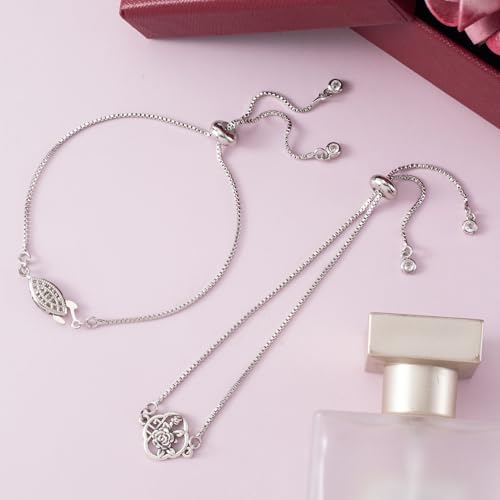 Joez Wonderful 3pcs Adjustable Slider Bracelet for Jewelry Making, Silver Plated Charm Bracelet Extender Chains with Rhinestones Ends for Women DIY Bracelet Jewelry Craft Supplies - color: Silver