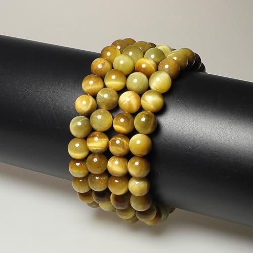 MJDCB Natural Stone Beads 12mm 30pcs Round Golden Tiger's Eye Loose Gemstone Bead Charms for Jewelry Making Bracelet Necklace Earring Pendant - color: Golden Tiger's Eye, size: 12mm
