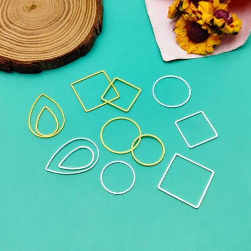 144pcs Earring Hoops for Jewelry Making, 3 Shapes Earrings Findings Hoops Beading Hoop Earrings Hypoallergenic Square Teardrop Round Earring Findings for DIY Craft Accessories Supplies(Gold&Silver) - color: 144PCS;Teardrop,Square,Round;Gold,Silver