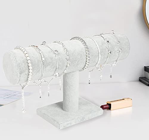 ChezMax Necklace Jewelry Display Jewelry Stand Hovering T-Bar Bracelet Holder for Home Organization - color: F-Gray Velvet