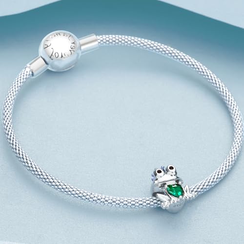 925 Sterling Silver Charms for Bracelets Gold Love and Heart Charms Cherry Blossom Dangle Beads Jewelry for Women - color: Frog