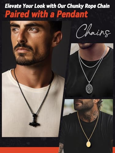 FaithHeart Stainless Steel Chains for Men, Silver/Black/14K Gold Plated Snake/Wheat/Box/Rope/Rolo Chain Necklace 16-30 Inches with Delicate Gift Box - color: 02. Spiga Chain-Gold, size: Length 24 Inches