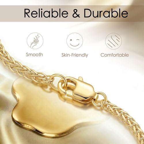 Gold Necklace Extenders for Women, Durable Necklace Extender Sterling Silver for Bracelet & Anklet, Adjustable & Hypoallergenic, Set of 3 Extension Chains (2+4+6 inch | Gold) - color: Gold