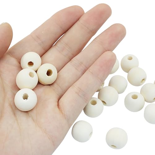 200Pcs Natural Wood Beads, 15mm Small Round Wooden Balls, Unfinished Wooden Beads for Crafts, DIY Jewelry, Dream Catchers - size: 15mm