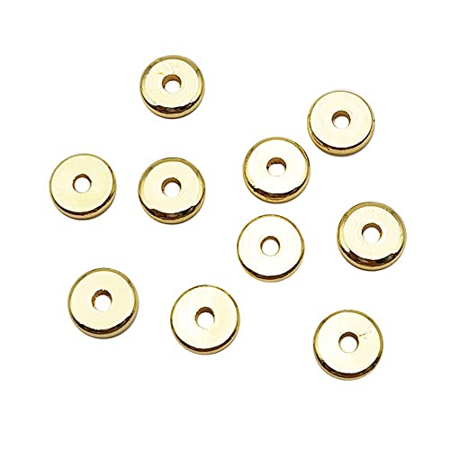 INSPIRELLE 100pcs Heishi Beads 8mm Long-Lasting Disc Brass Rondelle Spacer Beads Yellow Gold Plated Flat Round Shape Jewelry Metal Spacers for Bracelet Necklace Jewelry Making - color: Yellow Gold, size: 8mm