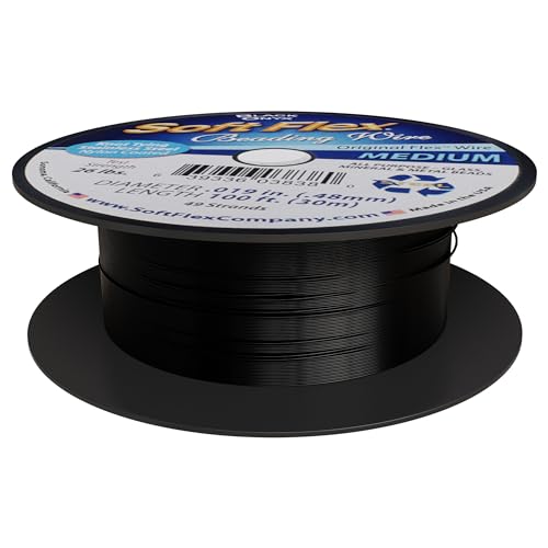 Soft Flex 49 Strand Beading Wire - Medium 0.19 Diameter - 100 Feet Nylon Design Wire - style: Black