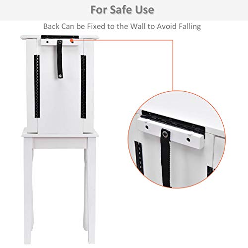 Giantex Jewelry Cabinet Armoire Box Storage Chest Necklace Stand Organizer - color: White