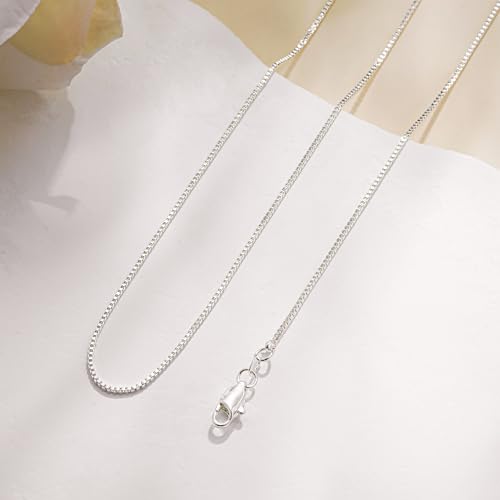 925 Sterling Silver Chain for Women, Diamond Cut 1mm Box Chain Lobster Claw Clasp Silver Jewelry Gifts for Women Mom Girlfriend - size: 18 Inches