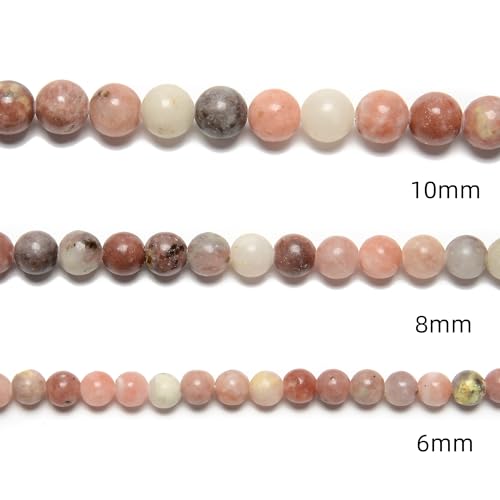95pcs(2 Strand) 8mm Natural Plum Bloosom Jasper Gemstone Beads, Round Cherry Agate Stone Beads for Jewlery Bracelets Earrings Making DIY - color: Cherry Blossom Agate, size: 8mm