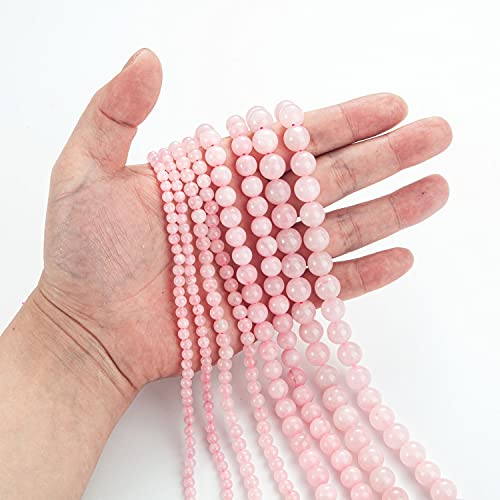 100Pcs Natural Stone Beads 6mm Rose Quartz Round Gemstone Loose Beads with Elastic Bracelet String for Bracelets Necklace Jewelry Making - color: Rose Quartz, size: 6mm