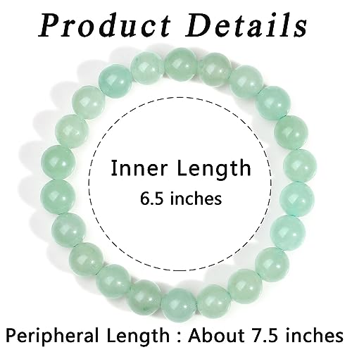 MAIBAOTA Healing Crystal Bracelet for Women Men, 8/4 mm Natural Stone Beaded Bracelets, Jewelry Birthday Gifts, Round Gemstones Stretch Bracelets - color: Green-Aventurine, size: 8 mm