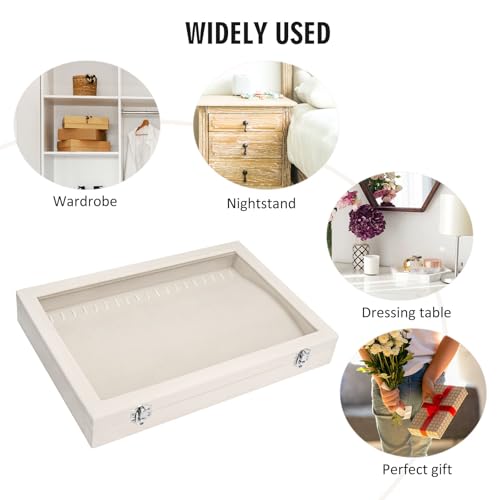 Vicoter Velvet Necklace Display Jewelry Tray 20 Hook Necklace Tray Necklace Pendant Jewelry Tray for Women and Girls - color: Beige, size: 20 Hook