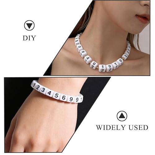 1000Pcs Square White Acrylic Number Beads Cube Number Beads 0-9 for Jewelry Making DIY Necklaces Key Chains Bracelets (6x6mm) - color: White Mixed Black Number 0-9
