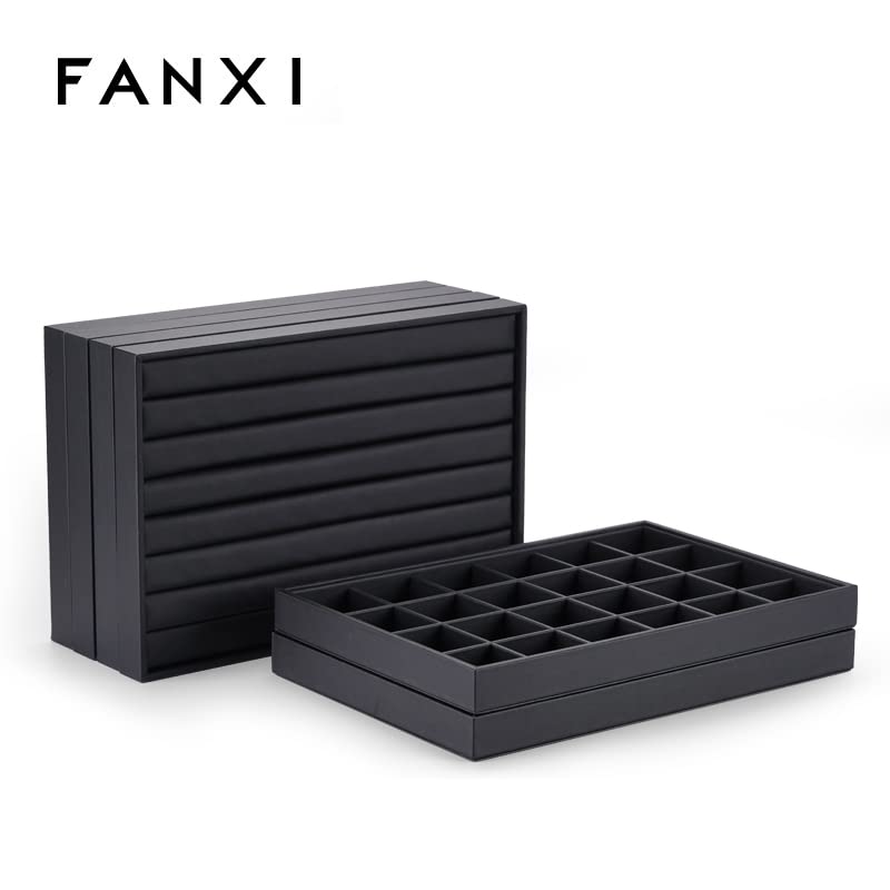 Oirlv Black Leather Jewelry Display Flat Tray Perfume Accessories Trinket Watch/Earring/Ring Storage Organizer - style: P01701