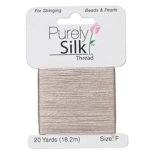 Purely Silk Simply Silk Beading Thread Cord Size F Grey 0.014 Inch 0.35mm 20 Yards Card for Stringing Weaving Knotting Kumihimo