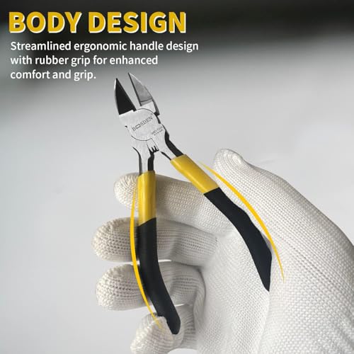 Mini Flush Cutters & Wire Cutters Set for Jewelry Making - 5 Inch Small Diagonal Cutters & Side Cutters - High Carbon Steel Spring-Loaded Pliers with Non-Slip Grip - Perfect for Crafting, Beading - size: 5" Wire Cutter+5" Flush Cutter
