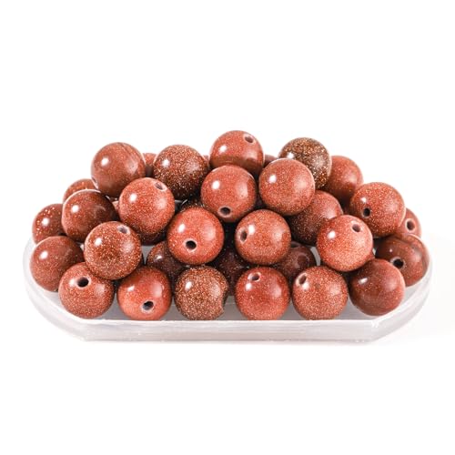 100Pcs Natural Stone 6mm Golden Sand Stone Round Loose Gemstone Energy Healing Beads Hole Size 1mm DIY Smooth Beads for Bracelet Necklace Earrings Jewelry Making - color: Golden Sand Stone, size: 6mm