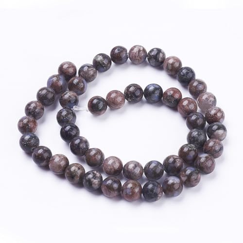 45Pcs Natural Glaucophane Beads 8mm Round Natural Gemstone Beads Smooth Loose Spacer Bead for DIY Craft Bracelet Necklace Earrings Jewelry Making Supplies - color: Natural Glaucophane, Saddle Brown