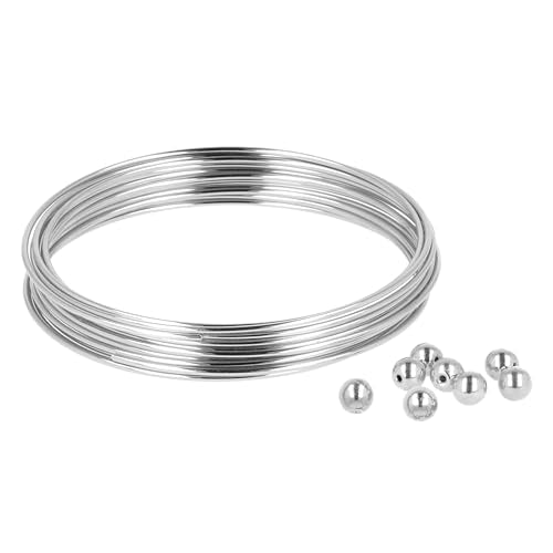 The Beadsmith Memory Wire & End Caps Set - Silver-Plated, 1 mm Thick, 2.25 in (60 mm) Diameter, 12 Bracelet Coils with 8 End Caps, Heavy-Gauge, Bracelet Making Kit, for Jewelry Making - color: Silver