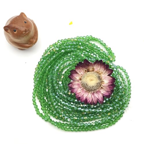 3mm4mm 1100pcs 800pcs Bicone Beads Crystal Glass Faceted Beads for Necklace Bracelet Earrings DIY Jewelry Crafts Making Project (4mm Grass GreenAB) - color: 4mm Grass GreenAB