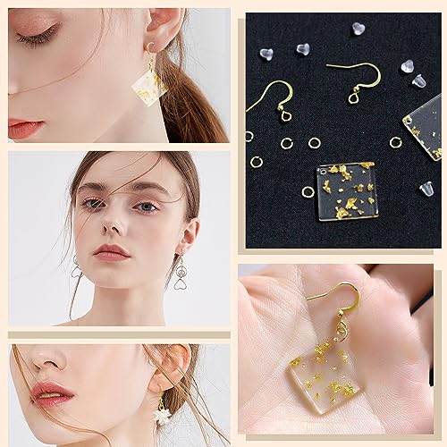160 PCS/80 Pairs 14K Gold Tone and Silver Earring Hooks Hypoallergenic Ear Wires Fish Hooks with 100 PCS Silicone Earring Backs and 100 PCS Jump Rings Gold Earring Findings for DIY Jewelry Making - color: C style-14K Gold + Silver Earring Hooks