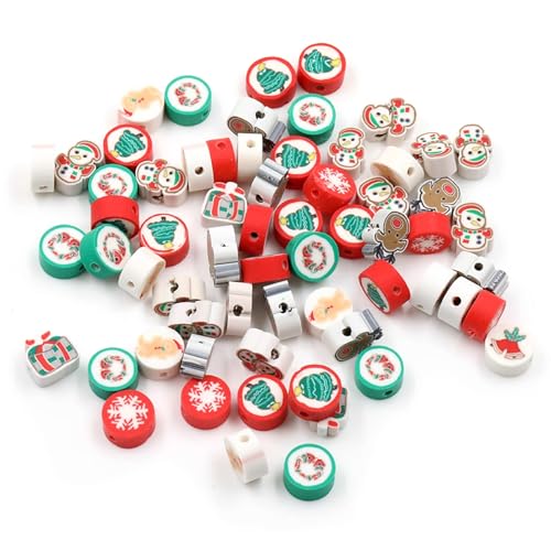 100 Pcs Polymer Clay Beads Heishi Spacer Beads Supplies (Christmas-3) - color: Christmas-3