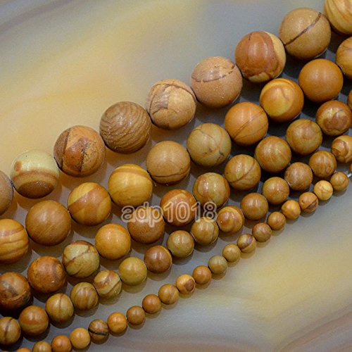 Wholesale Smooth Natural Gemstone Round Loose Beads 15" 4mm 6mm 8mm 10mm 12mm (4mm, Woodgrain) - color: Woodgrain, size: 4mm