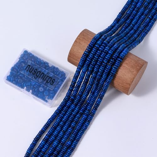 Natural Lapis Lazuli Disk Stone Spacer Beads 6x2mm 38cm/str Flat Rondelle Loose Semi Gemstone Caps for Making Bracelets Necklace - color: Lapis Lazuli