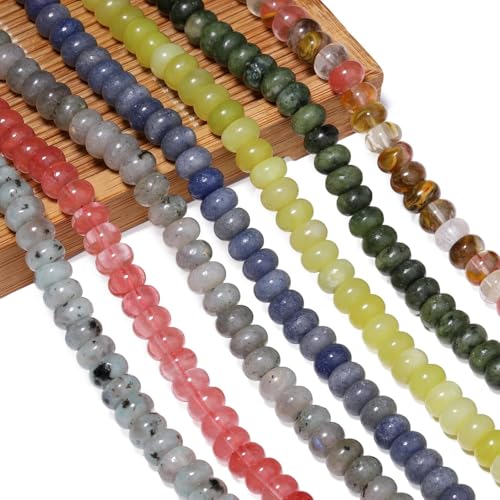 Songxi 5x8mm Natural Blue Aventurine Stone Rondelle Beads, 75PCS Spacer Round Loose Abacus Beads for Jewelry Making, Gemstone for Bracelet Necklace Earrings, Arts and Crafts - color: Blue Aventurine